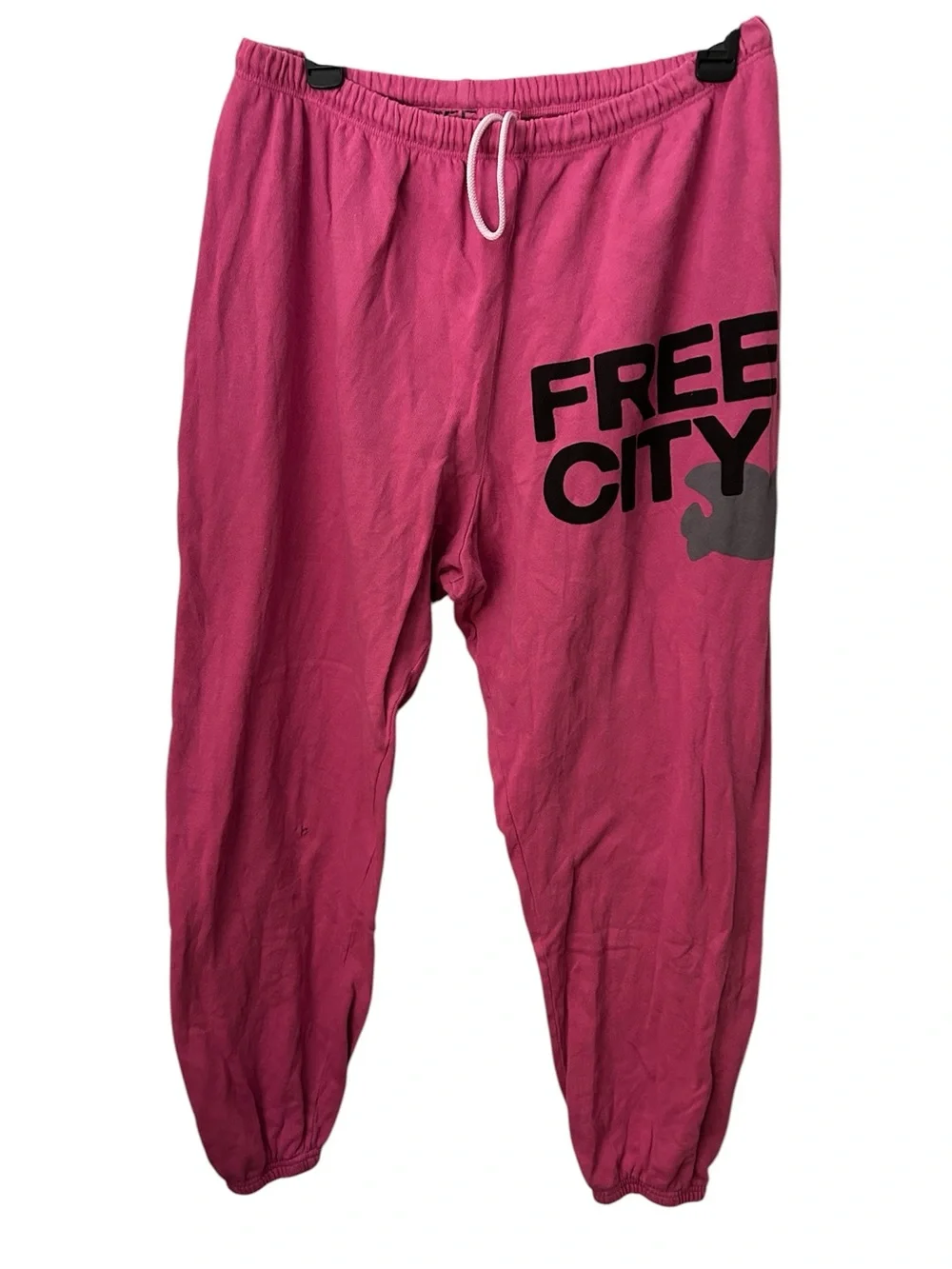 FreeCity Hot Pink & Black Sweatpants Joggers Size Large - Picture 1 of 6